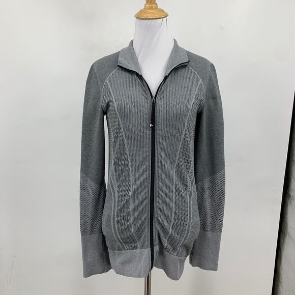 Lorna Jane Uniquely Jacket Womens S Small Iron Black Seamless Stretch Full Zip - Picture 2 of 9